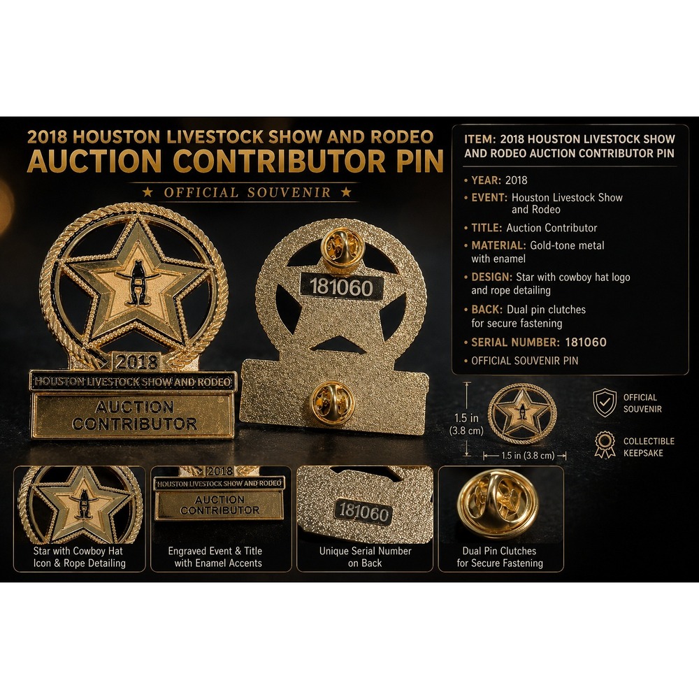 2018 Houston Livestock Show and Rodeo HLSR Auction Contributor‎ Pin Gold Tone